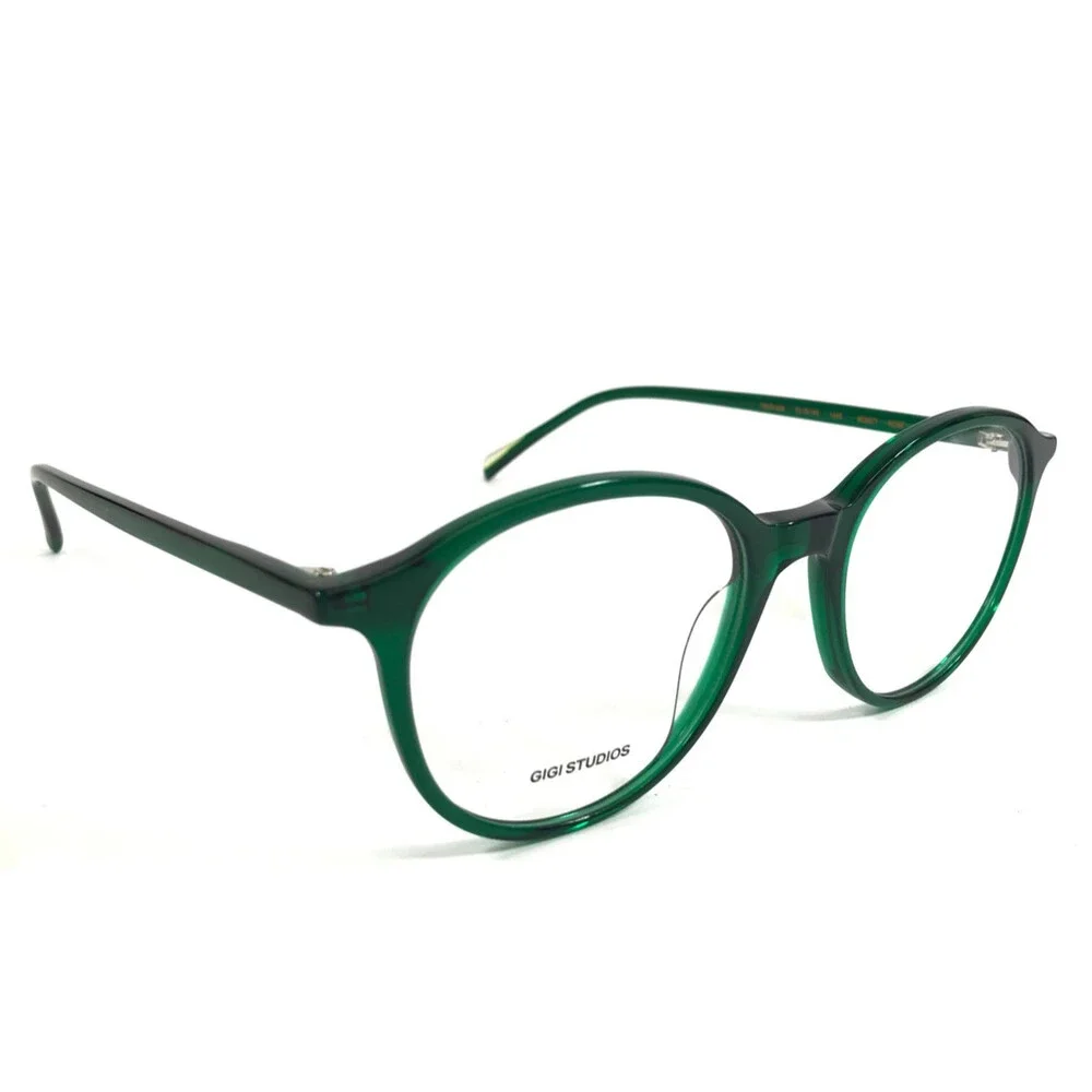 Gigi Studios Eyeglasses Frames KOBE 8099/7 Clear Dark Green Round 51-18-145